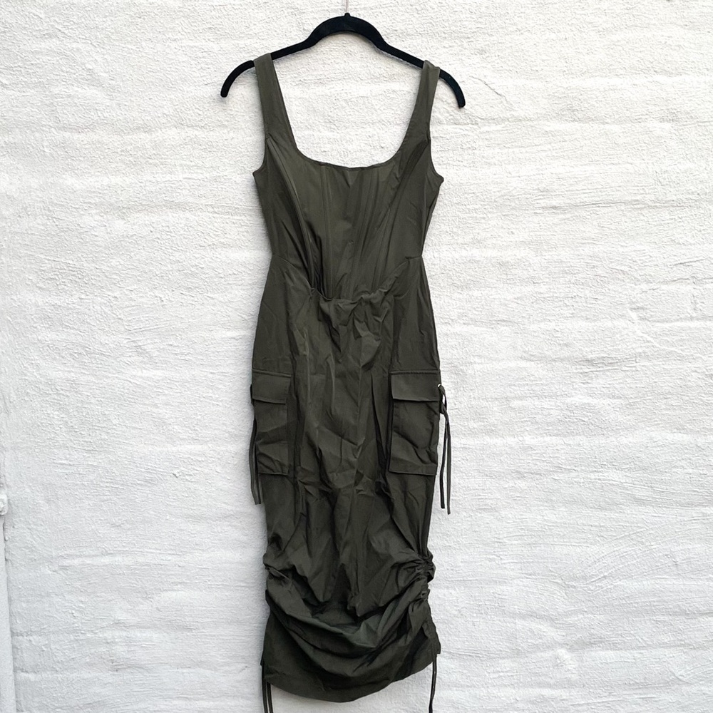 NWOT olive green corset parachute dress 🍂